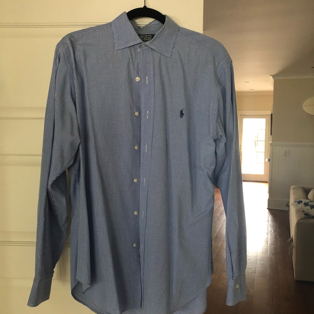 Men’s Ralph Lauren blue checkered dress shirt